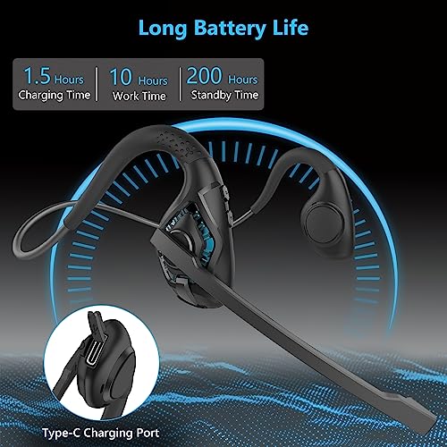 Image of iDIGMALL Bluetooth Headset with Mic, Open Ear Headphones with Microphone