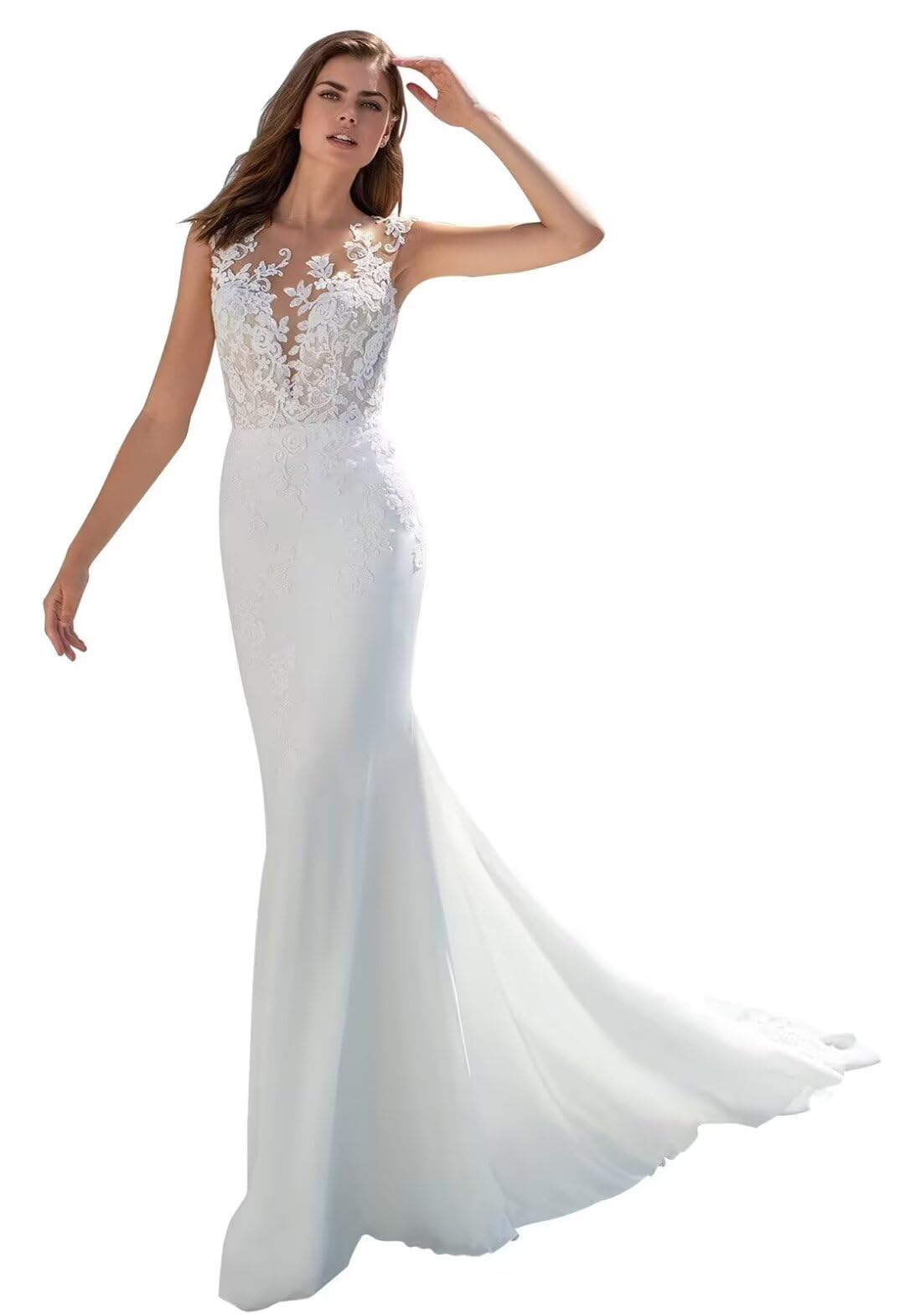 Beach Mermaid Wedding Dresses for Bride 2025 Lace Appliques Tulle Boho Bride Dress with Train