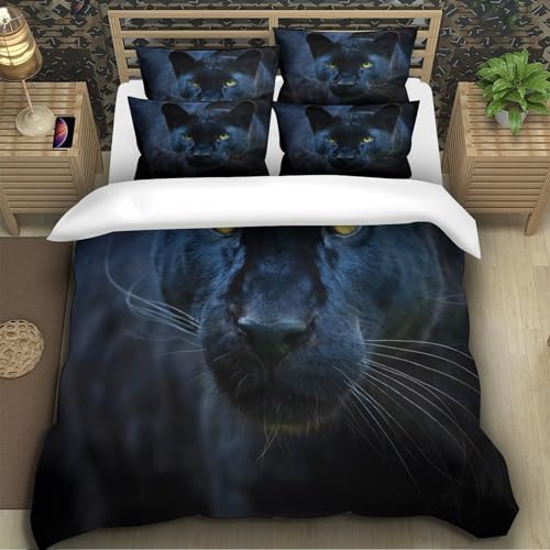 Parure de lit panthère noire 140x200 impression 3D confort premium