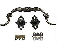 Vista 4 de Cierre de pestillo antiguo para caja de joyería, bisagras, mango, protectores de esquina, kit para bricolaje, tono bronce, 2 juegos, 24 piezas