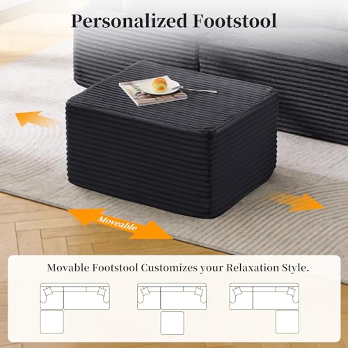 Korser Cloud Modular Sectional Sofa with L-Shaped, Boneless Couches for Living Room, Fluffy Comfy Corduroy Deep Seat with Ottoman, Bedroom, Apartment, No Assembly Required - Image 3