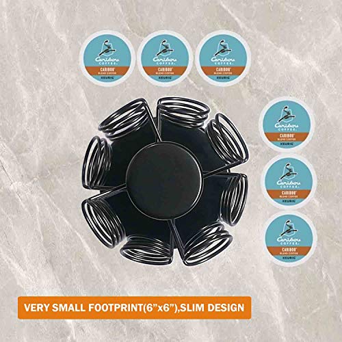 40pods K Cup Holders, K Cup Carousel, Coffee Pods Holder Storage Organizer Stand,Comes All in One Piece,No Assembly Required,1 Count,Black (Holds 40 Pods/Heavy Duty Base, Matte Black)