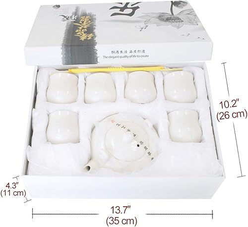 Miniatura 10 de Dahlia Ice Crack Celadon Juego de té de porcelana tetera con infusor incorporado+6 tazas de té en caja de regalo verde