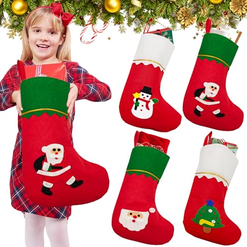 NOCHME Weihnachtsstrumpf Nikolausstrumpf Zum Befüllen 4er...