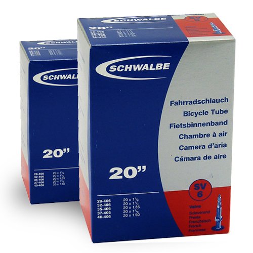 Schwalbe SV6 (20 x 1.50 / 1.75 inches) 2 Pieces Bicycle Inner Tube with Presta Valve for Children's Bike + 3 Pieces Tyre Levers