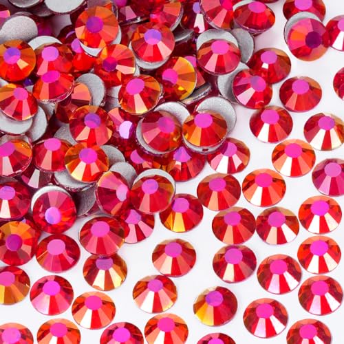 Image of Glue Fix Crystal Flatback Rhinestones Glass Diamantes Gems for Crafting Nail Art Crafts Decorations Clothes Shoes 2.0mm (ss6 2880pcs, Magenta)