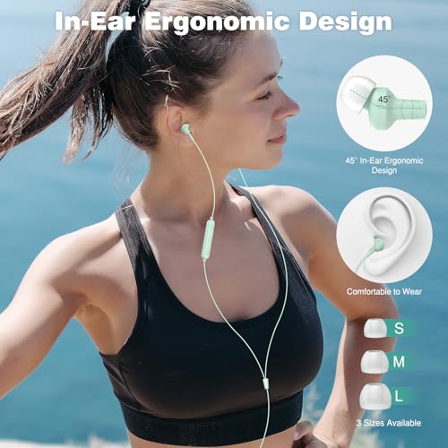 Image of USB C in Ear Earbuds with Microphone for iPhone 17 Pro 16 15， Cyan