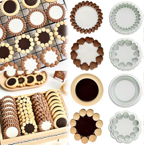 Ensemble de tampons à biscuits de 4 pièces, emporte-pièces 3D en forme de fleur - Emporte-pièces pour biscuits au chocolat et sandwichs, emporte-pièces pour...