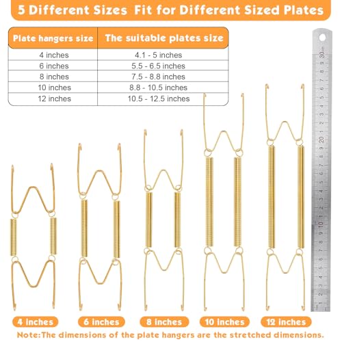 Image of 24 pcs Plate Hangers for The Wall, 4 /6 /8 /10 /12 Inch Invisible Decorative Wall Plate Hangers, Stainless Steel Plates Walls Hanger for Display Various Sizes with Hooks for Decorative