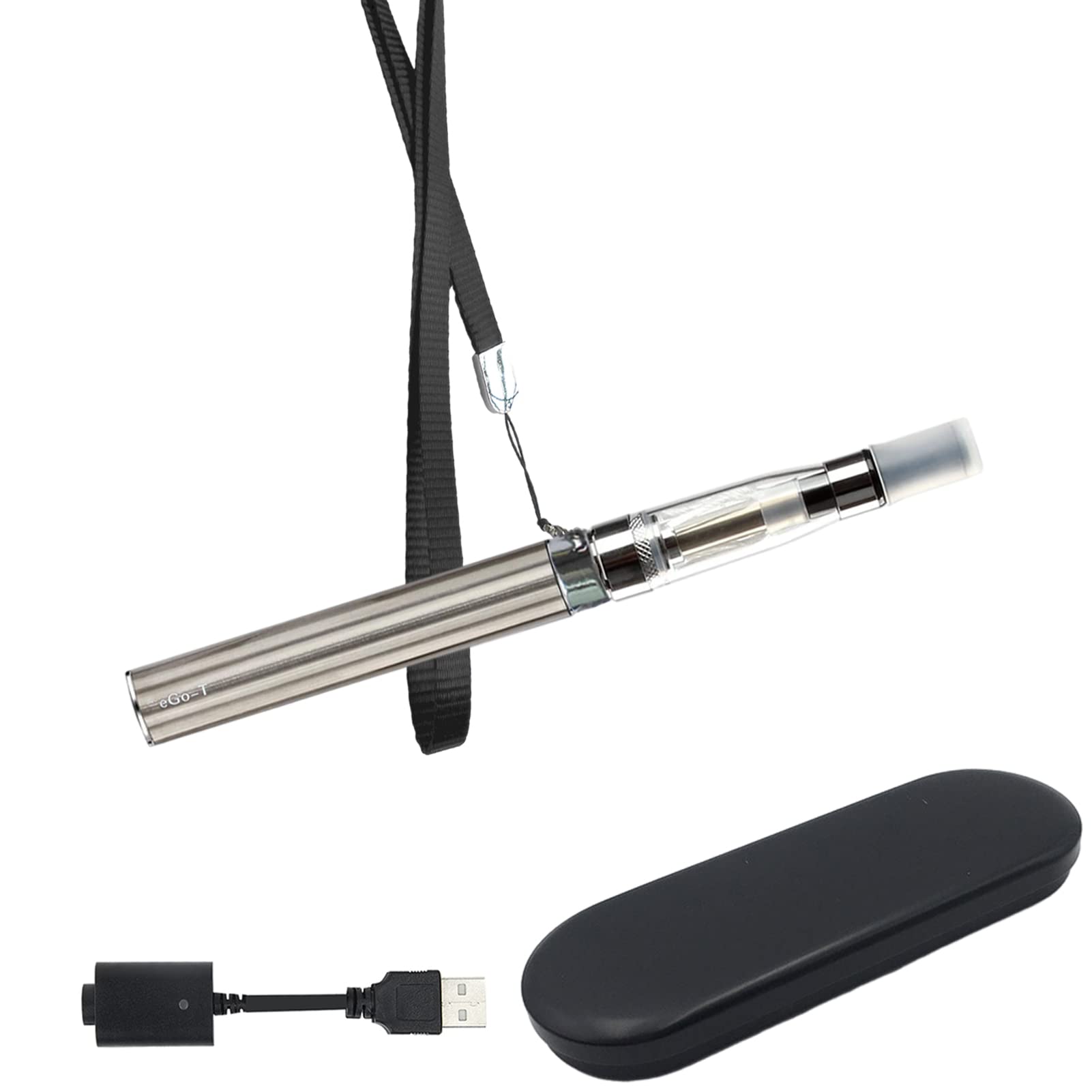 Discoball E-cigarette VAPE Starter Kit Classic E-cig Pen, Electronic Cigarette Top 1.6ml Cartridge Refill, EGO Long Battery Life, No Nicotine (Steel)