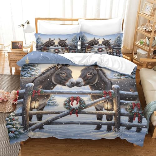 Linge de lit de Noël vintage pour cocooning d'hiver en taille King - 3