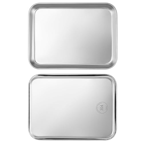 Miniatura 43 de QWORK Bandeja quirúrgica de acero inoxidable, para instrumentos médicos, tatuaje, suministros quirúrgicos, 15 3/4 "x 11-13/16" × 15/16", bandeja 1