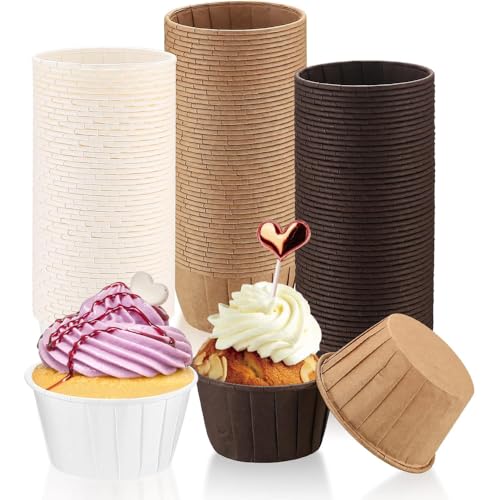 150 moldes para magdalenas, moldes de papel de aluminio a prueba de grasa para hornear magdalenas, moldes de pastelería para bodas, fiestas de cumpleaños, 3 colores
