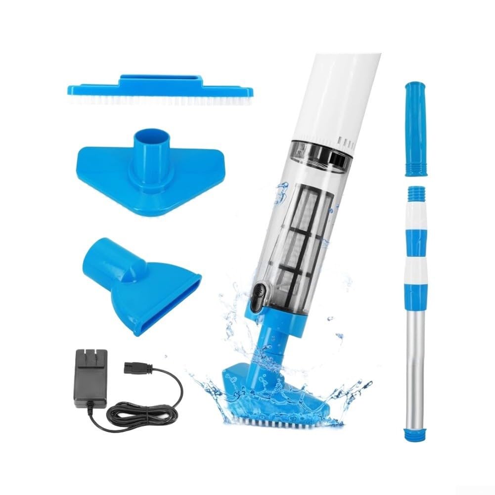 Aspirateur de piscine sans fil rechargeable à main pour piscines hors sol et creusées avec aspiration efficace pour les feuilles, la saleté et le sable sur vinyle pour surfaces carrelées en fibre de