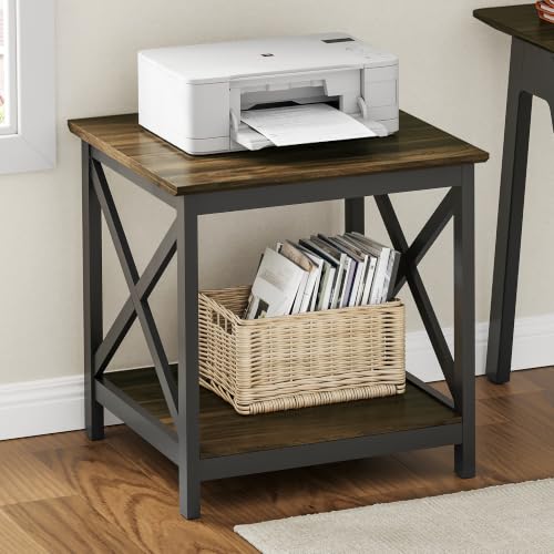 Image of ChooChoo End Tables Set of 2, 24 Inch End Table with 2-Tier Storage Shelf