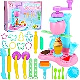 🍦 Juego de juguetes de masa para helados: el juego de juguetes de plastilina de 25 piezas incluye accesorios para helados, rodillos, cortadores, extrusora, moldes, flores, personas, animales y formas. (Aviso: la plastilina no está incluida)