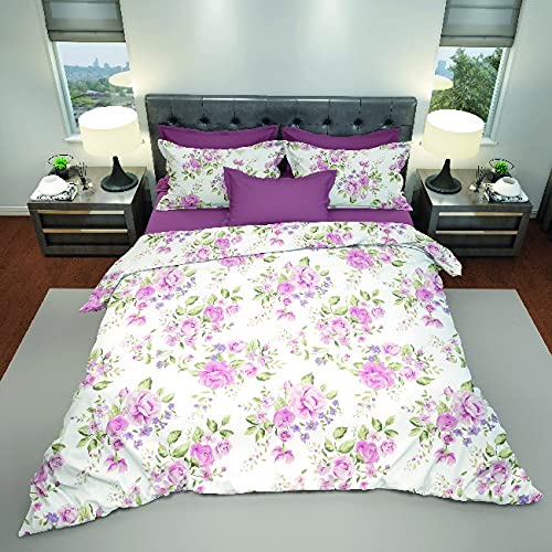 Literie Rose Double Homemania en coton 240 X 290cm avec drap housse et drap plat