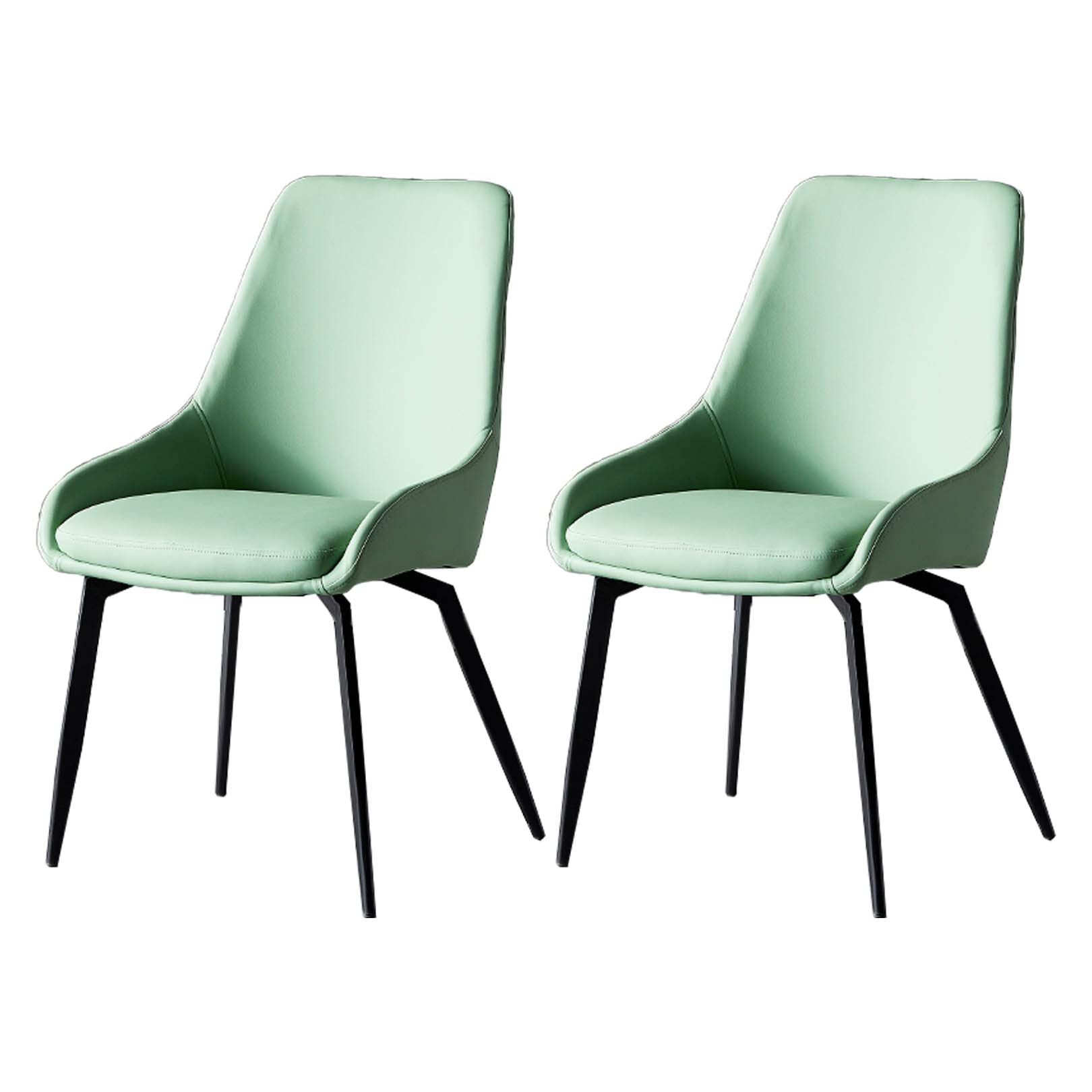 Chaise d'appoint en cuir PU lot de 2 avec pieds en métal noir pour salle à manger