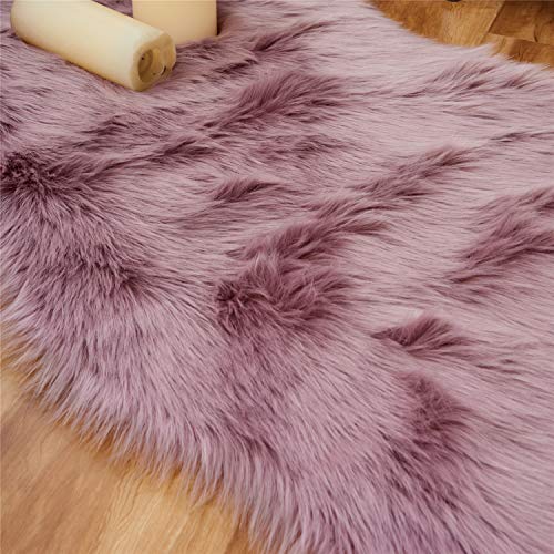 Easyjoy Ultra Soft Fluffy Shaggy Area Rug Faux Fur Rug Chair Cover Seat Pad Fuzzy Area Rug For Bedroom Floor Sofa Living Room (2 X 6 Ft Sheepskin, Light Purple) #TOP3
