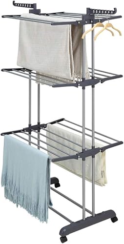Séchoir à Linge sur Pied,3 Niveaux Étendoir à Linge intéri Drumm
