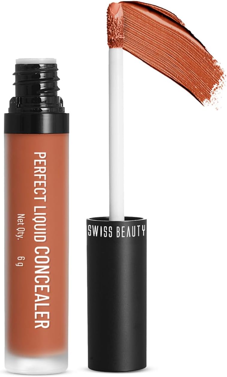 Swiss Beauty Liquid Light Weight Concealer With Full Coverage |Easily Blendable Concealer For Face Makeup With Matte Finish | Shade- Orange, 6g