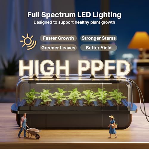 Plateau de démarrage de graines avec lampe SUNCOZE pour semis en intérieur