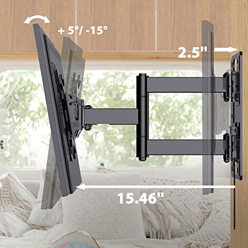 Perlesmith Lockable Rv Tv Mount For 13-42 Inch Tvs Up To 77 Lbs, Rv Tv Mount For Camper Trailer Motor Home Truck, Full Motion Rv Tv Wall Mount With Articulating Arm Swivels Tilts, Max Vase 200X200Mm #TOP3