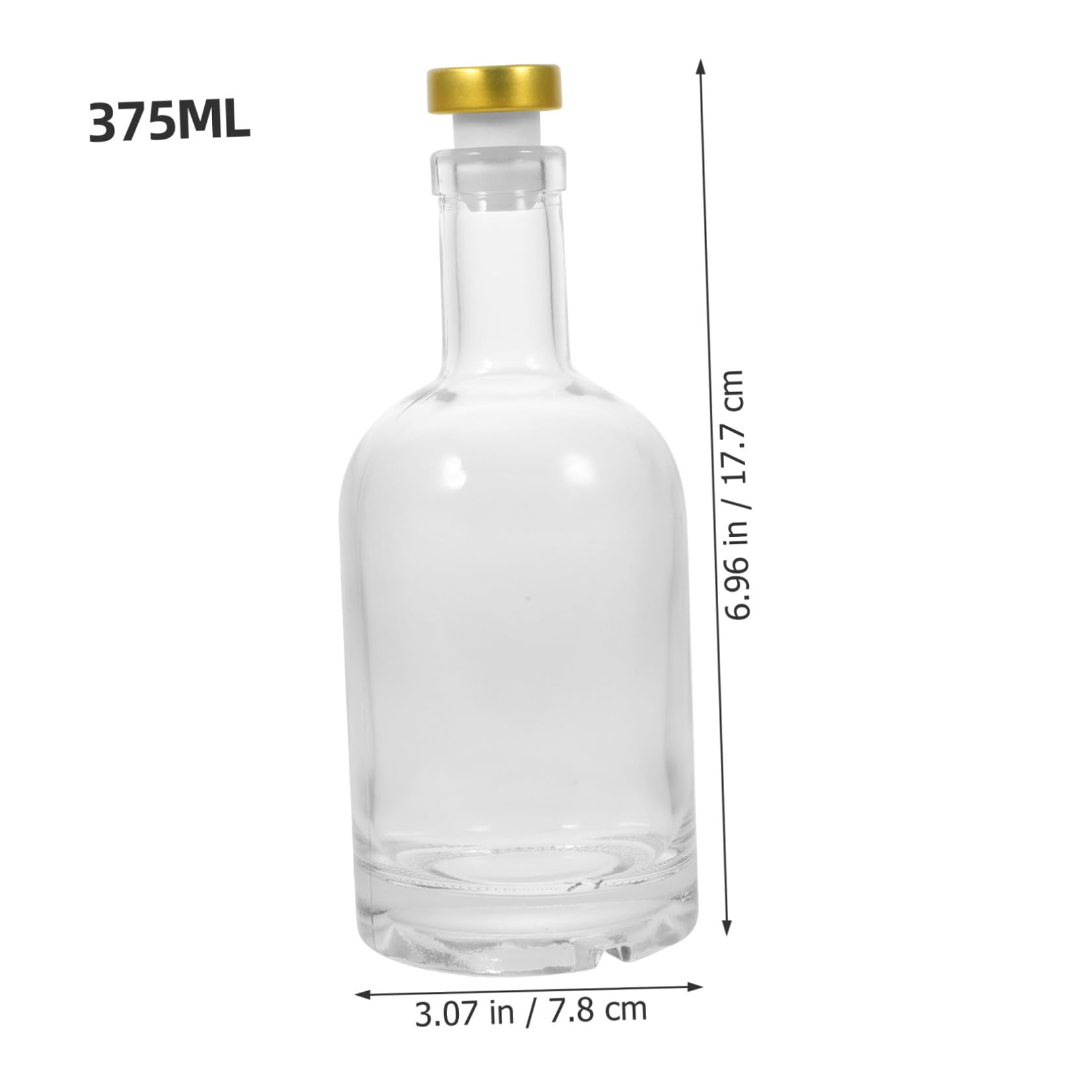 2 Stück-pack Dickwandige Wodkaflaschen aus Glas 375ml, Transparent | Breite Öffnung, Rutschfester Boden mit Schraubstruktur, für Club und Zuhause Zufällige Farbe
