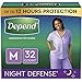 Depend Night Defense Incontinence Underwear for Women, Disposable, M, 32 Count