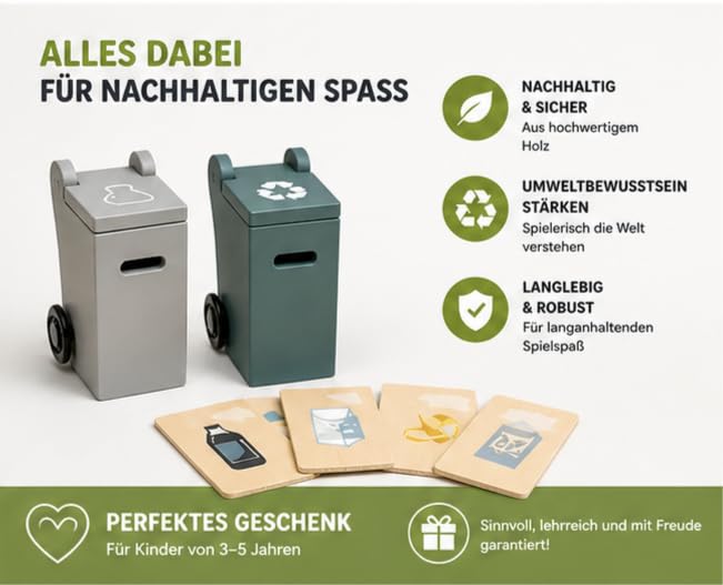 Generisch Holz-Müllwagen Spielzeug für Kinder | Montessori, Motorik