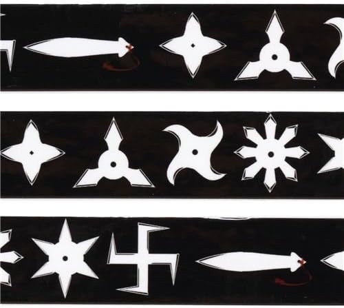 Medium-Size Black Decorative Adhesive Tape with Different Ninja Throwing Stars