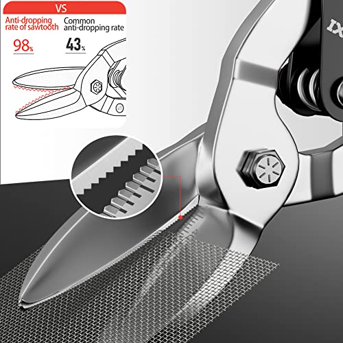 Airaj Pro 10 In Aviation Tin Snips Straight Cut,Industrial Cr-Mo Metal Snips With Double Lever, Heavy Duty Tin Snips For Cutting Sheet Metal, Chrome Vanadium Steel #TOP2