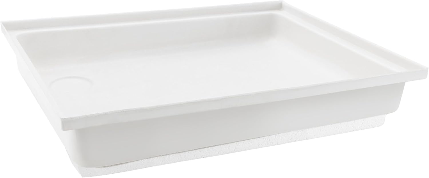 Tough Grade RV Shower Pan with Left Drain | 23" x 18" x 4" | Compact White ABS Plastic Shower Base with Textured Surface | Foam Support | 3.5" Uncut Drain Hole | Fits Wall or Corner Installations