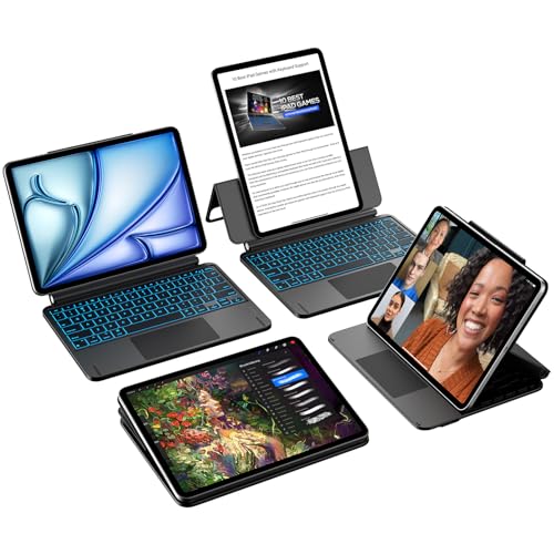 typecase Studio Keyboard Case for iPad Air 11-inch(M4 2026/M3 2025/M2 2024), 4 Modes, Magnetic Backlit Keyboard with Click-Anywhere Trackpad, Fits Pro