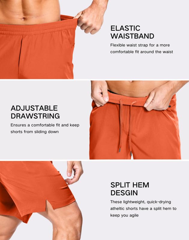 Image of GGJ Men's Lightweight Athletic Shorts with 2 Zipper Pockets 7 inch /9 inch /5 inch Gym Workout Running Quick Dry Tennis Shorts for Men