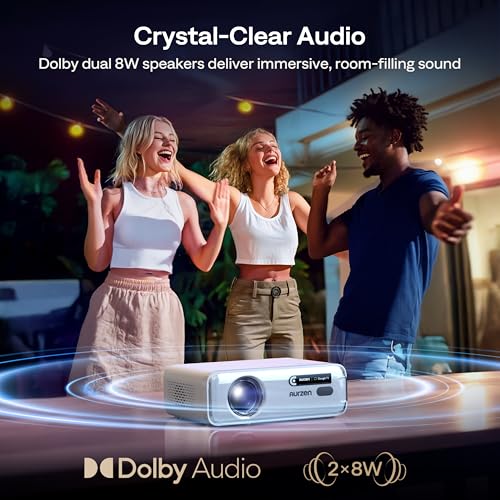 Image of Aurzen EAZZE D1G 4K Supported Google TV Smart Projector with WiFi & Bluetooth, Auto Focus & Keystone, Dolby Audio, Zoom, Movie, Portable Mini Projector for Home & Outdoor Use