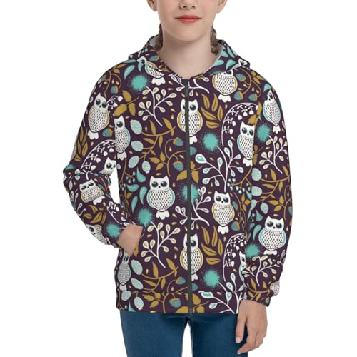 Forest Cute Owl Kid Hoodies Boys Zip Up Sweatshirts Girls Pullover with Pocket3