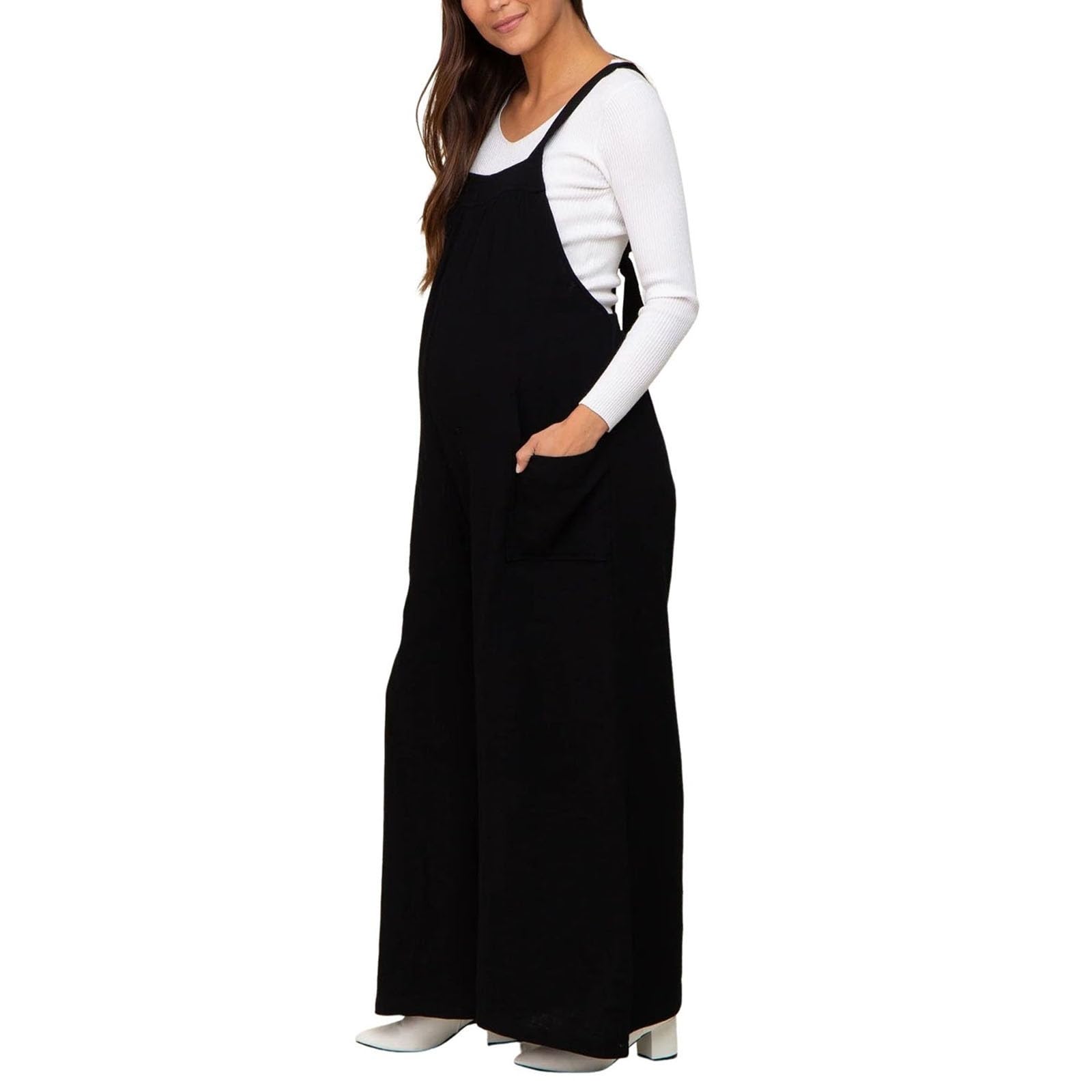 Mono de Maternidad para Mujer Algodón Lino Cómodo Mono Mujer Elegante Peto Jumpsuit Primavera Pantalones Tallas Grandes Holgados de Pierna Ancha Pantalones Largos Casual