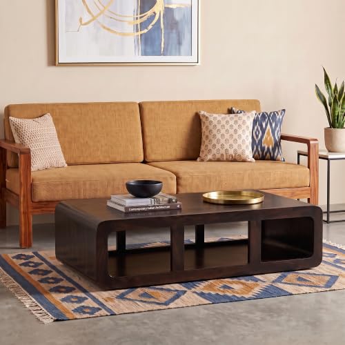 Image of SONA ART & CRAFTS Sheesham Wooden Center Table for Living Room Home with Storage | Tea Coffee Table Wooden | Centre Table for Living Room - Walnut Finish