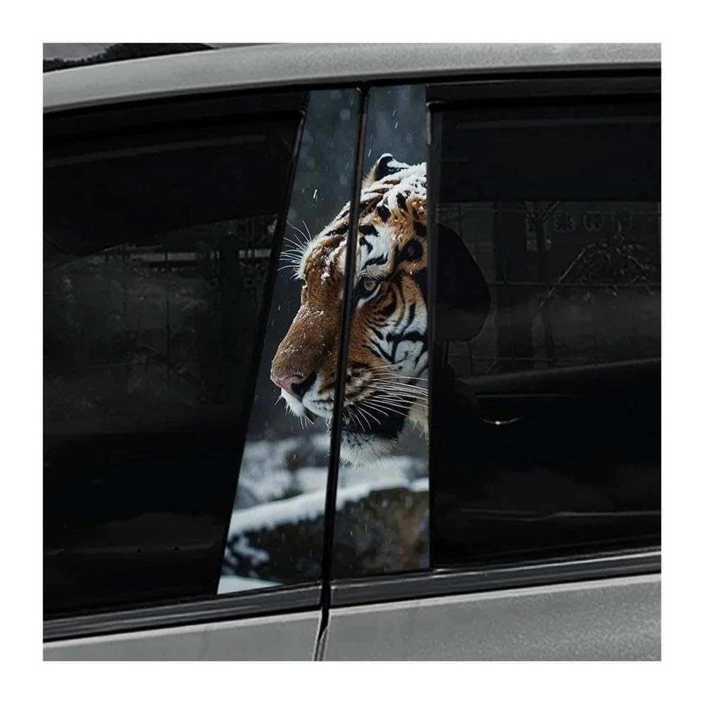 Decorative Items 2PCS Auto Center Pillar Sticker Tiger Waterproof Car B-Pillar Vinyl Decals(B)