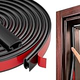 Black Rubber Weather Stripping Door Seal Strip, D Shape Door Weather Seal Strip, Self-Adhesive Soundproofing Frame Insulation Tape for Doors Frame/Window Seal,Blocks Cold Drafts Noise