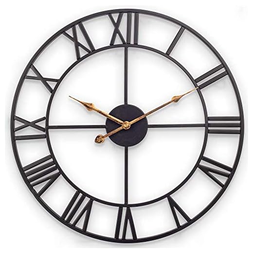 Große Metall Wanduhr, 60 cm Europäische Vintage-Wanduhr