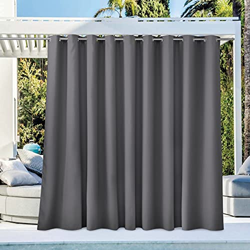 NICETOWN Patio Outdoor Curtain 140" Extra Wide Waterproof for Porch, Grommet Vertical Blinds Thermal Insulated Blackout Divider Drape for Outside Balc