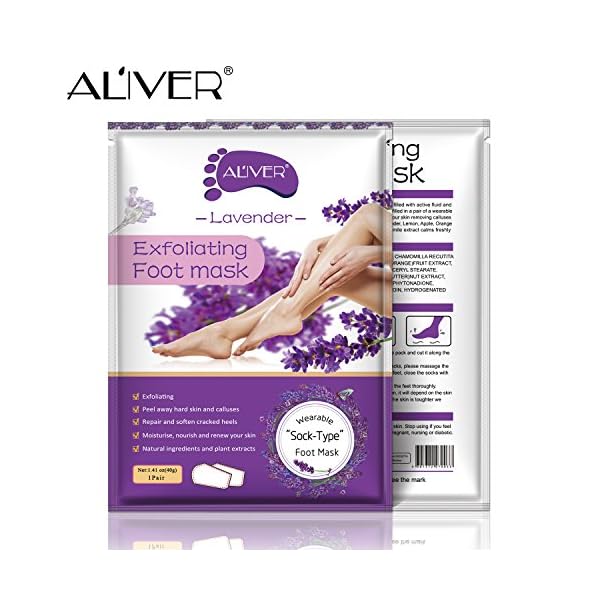 ALIVER Foot Peel Mask 3 Pack, Exfoliator Peel Off Calluses Dead Skin Callus Remover, Baby Soft Smooth Touch Feet-Men Women (Lavender)