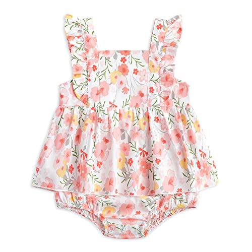 Image of Simplee kids Baby Infant Girls Cotton Short Ruffle Sleeve Summer Romper Outfits 3-24 Months