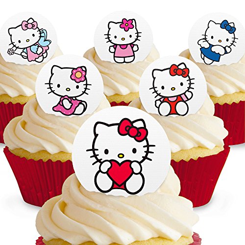 12 x PRE-CUT Hello Kitty Edible Cake Toppers
