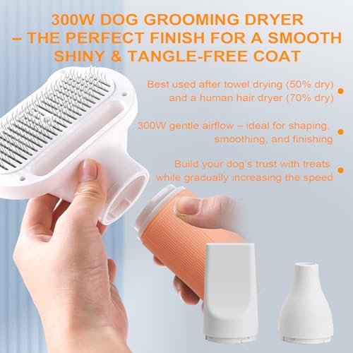 3-in-1 Pet Hair Dryer & Slicker Brush for Dogs & Cats – Portable, Professional, Adjustable Temp, Overheat Protection Dog Hair Dryer (pink) — view 3