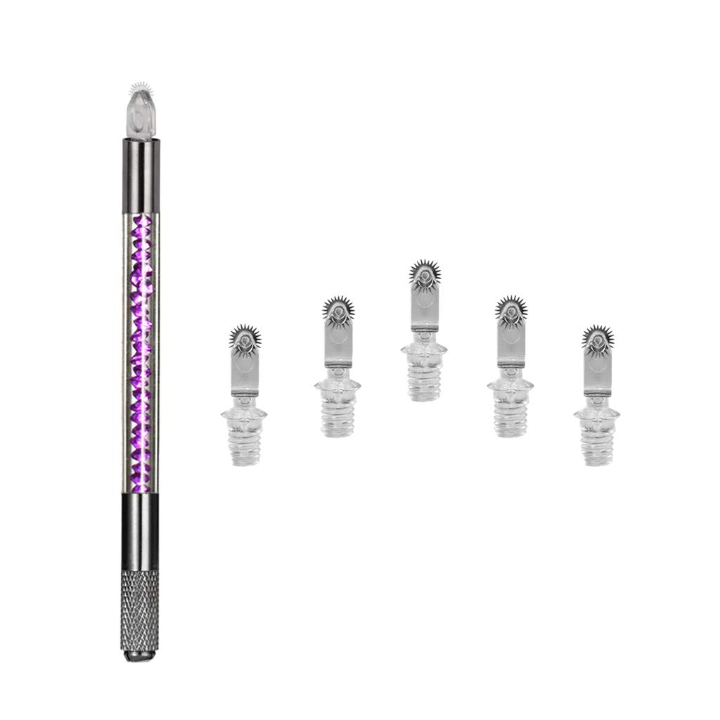 6pcs Set Roller Eyebrow Needles Eye Brow Blades Makeup Tool Purpleother Tattoos Art Tattoos Art Health-image-12