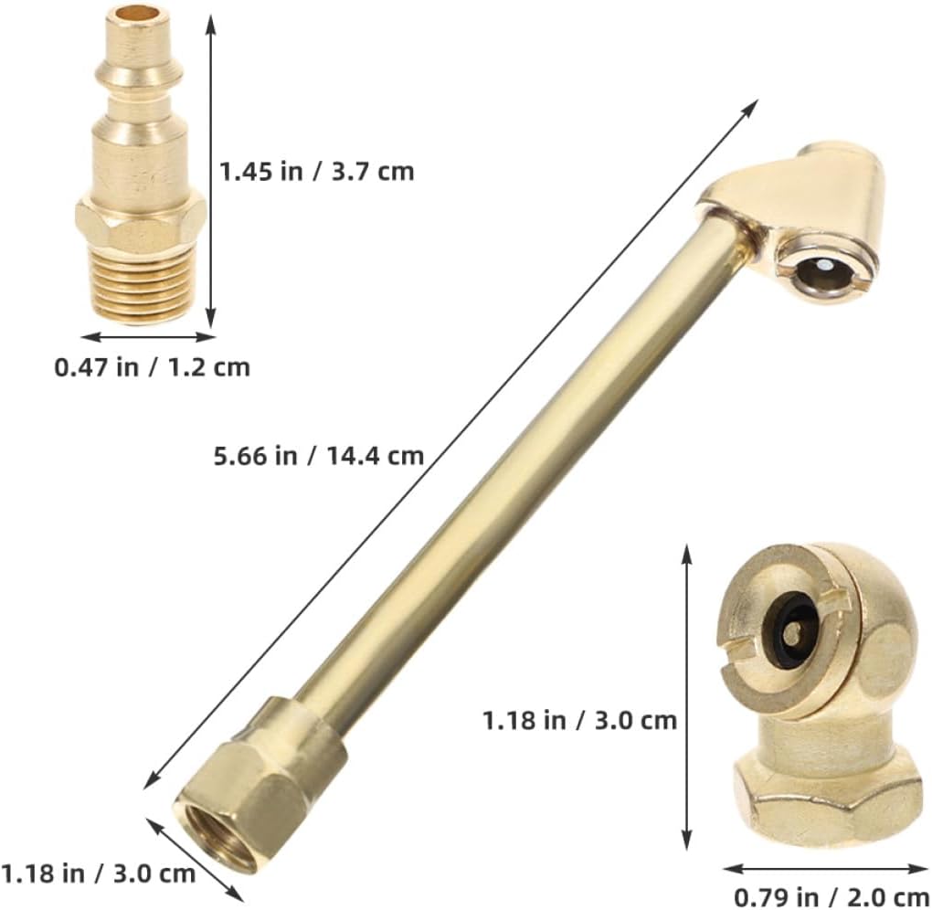 Heavy Duty Dual Head Air Chuck Tire Air Valve Kit 4pcs Copper Quick Connect Set with Swivel Adapter for Tire Inflator Gauge 2 Sets
