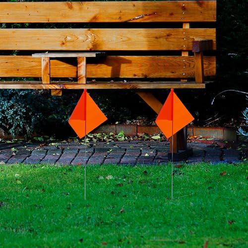 Banderas marcadoras naranjas con punta de alambre de 60 piezas para riego y medición 7